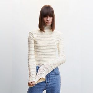 some days lovin women’s white beige turtleneck sweater S L116-15